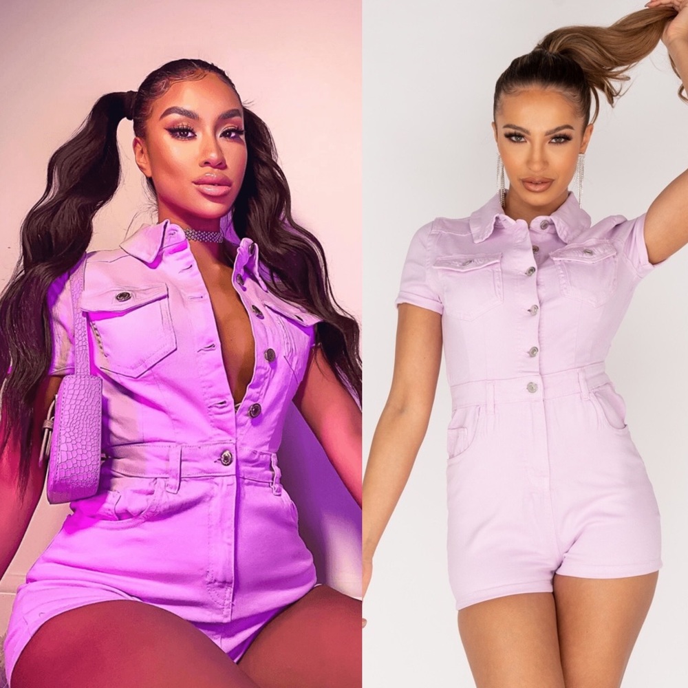 Angelina Lilac Denim Button  Romper